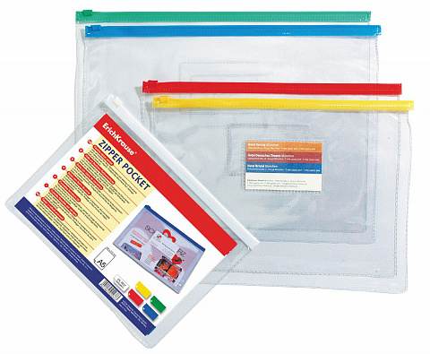 4564 Zip-  ErichKrause PVC Zip Pocket, B6,  (   12 .)