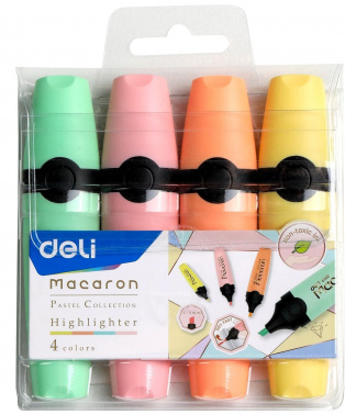 1658058 Набор текстовыделителей Deli EU356-MT Macaron скошенный пиш. наконечник 4цв.