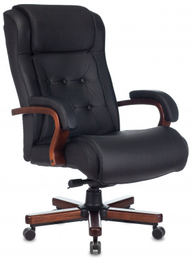 1495596 Кресло руководителя Бюрократ T-9926WALNUT черный кожа крестовина металл/дерево