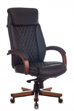 1473667 Кресло руководителя Бюрократ T-9924WALNUT черный кожа крестовина металл/дерево