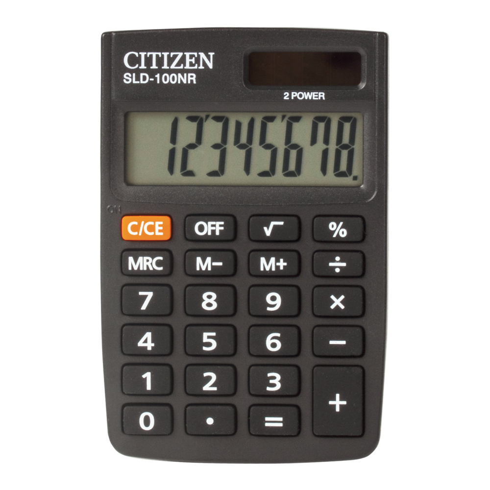 250086 Калькулятор карманный CITIZEN SLD-100NR (90Ч60 мм), 8 разрядов, двойное питание