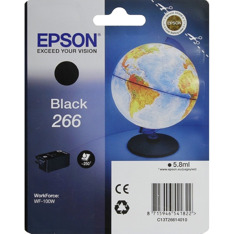 1043457 Картридж струйный Epson T266 C13T26614010 черный оригинальный