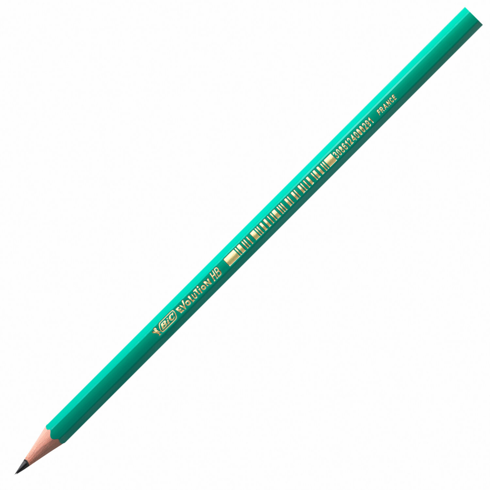 180093 Карандаш чернографитный BIC, 1 шт., «Evolution», HB, без резинки, пластиковый, корпус зеленый, заточенный, 8803112