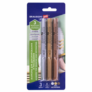 152440 ����� �������� ��� ������������� � ��������� 3 ����� BRAUBERG ART METALLIC, ����� ������ 1-3 ��