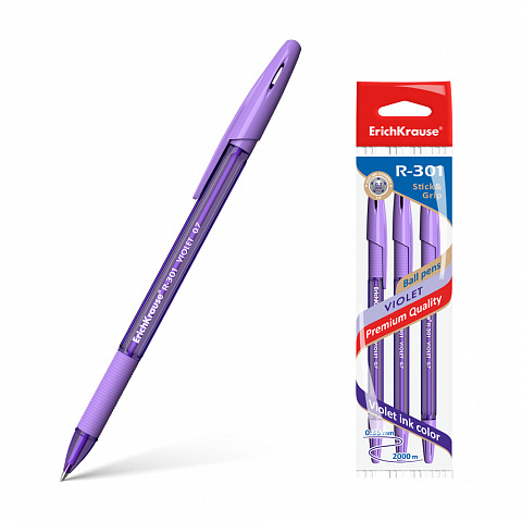 44595   ErichKrause R-301 Violet Stick&Grip 0.7,    (   3 .)