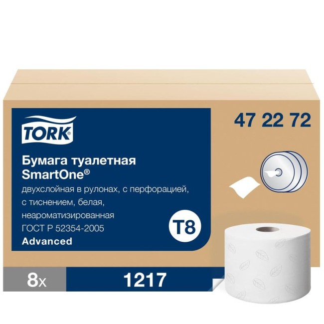 472272 Туалетная бумага Tork SmartOne Advanced T8 206 м, 2 слоя, 8 рулонов