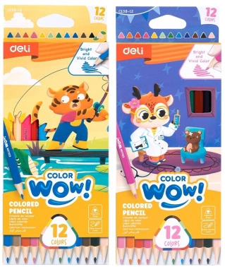 2073492 Карандаши цветные Deli EC138-12 Colorwow 3мм трехгранные 12 цветов картонная коробка (12 шт)