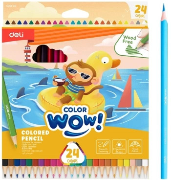 410933 Карандаши цветные Deli EC00120 ColoRun трехгранные пластик 24 цвета коробка/европодвес (24 шт)