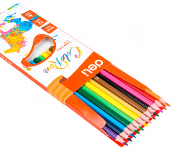 410858 Карандаши цветные Deli EC00100 ColoRun трехгранные пластик 12 цветов коробка/европодвес (12шт)