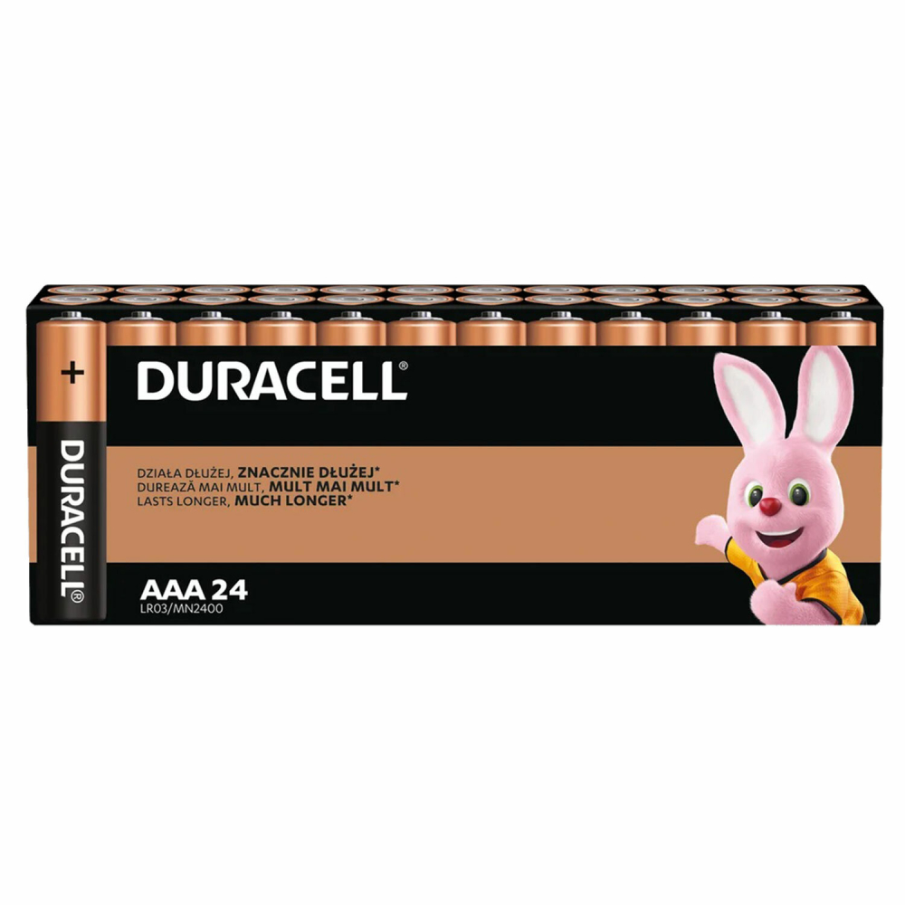 456994 Батарейки КОМПЛЕКТ 24 шт., DURACELL Basic ОРИГИНАЛ, ААА (LR03, 24А), алкалиновые, мизинчиковые