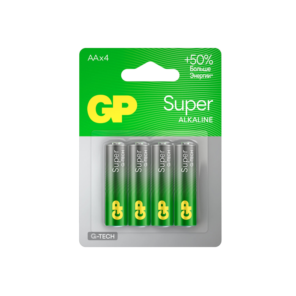 450434 ��������� �������� 4 ��., GP Super G-Tech, AA (LR6, 15�), �����������, �����������, �������, 15A-2CR4