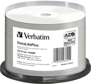 801103 ���� CD-R Verbatim 700Mb 52x Cake Box (50��) Printable (43756)