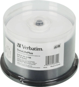 860013 ���� DVD-R Verbatim 4.7Gb 16x Cake Box (50��) Printable (43755)