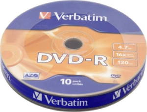 587859 ���� DVD-R Verbatim 4.7Gb 16x bulk (10��) (43729)