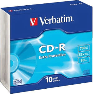 19038 ���� CD-R Verbatim 700Mb 52x Slim case (10��) (43415)