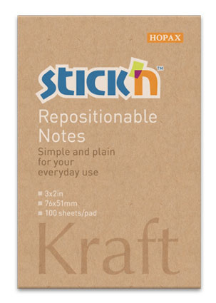381488    Stick`n 21638 76x51 100. 62/2 Kraft Notes