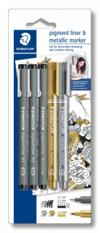 308SBK3P3   Staedtler Pigment Liner, 3 ,  ,  2  Metallic