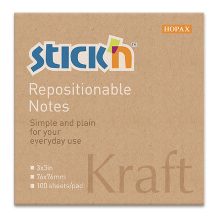 381489    Stick`n 21639 76x76 100. 62/2 Kraft Notes